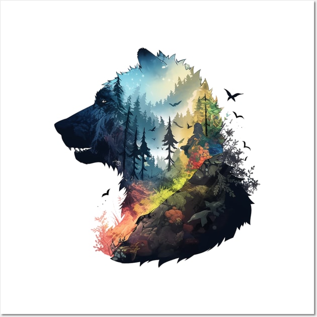 bear negative space Wall Art by dorapeterx